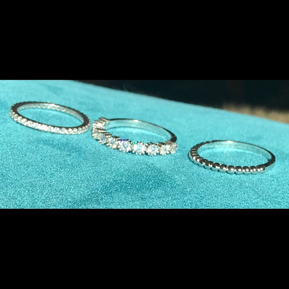 Unique Stack Ring Set, Sterling Silver & Cz - image 7